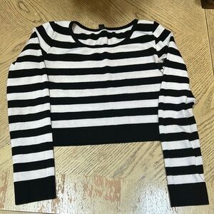 Windsor Striped Long Sleeve Crop Top